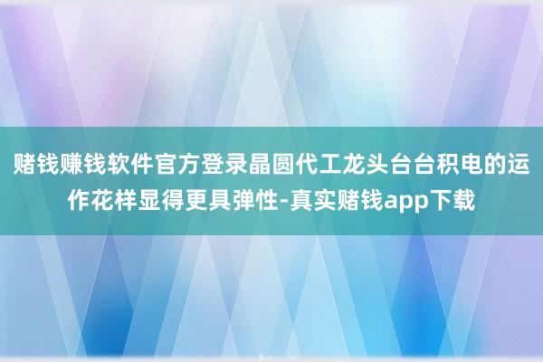 赌钱赚钱软件官方登录晶圆代工龙头台台积电的运作花样显得更具弹性-真实赌钱app下载