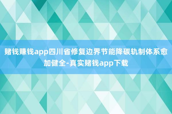 赌钱赚钱app四川省修复边界节能降碳轨制体系愈加健全-真实赌钱app下载