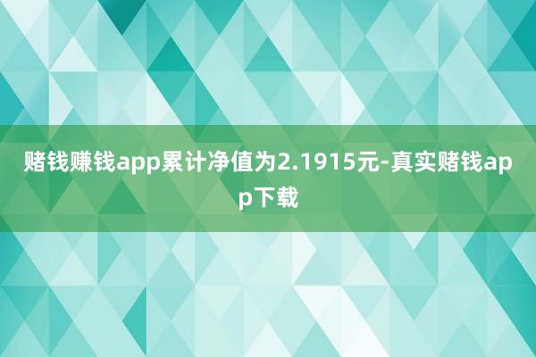 赌钱赚钱app累计净值为2.1915元-真实赌钱app下载