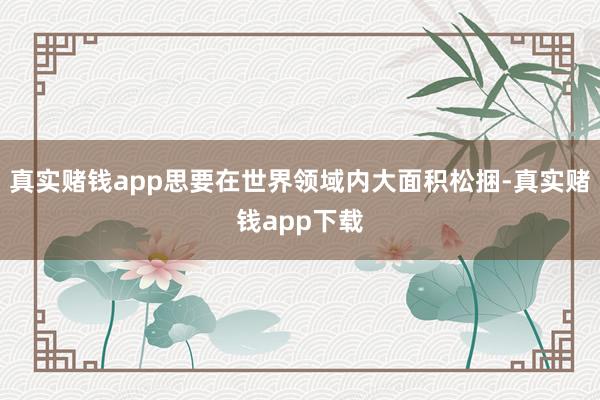 真实赌钱app思要在世界领域内大面积松捆-真实赌钱app下载