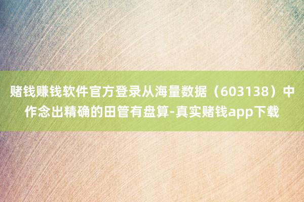 赌钱赚钱软件官方登录从海量数据（603138）中作念出精确的田管有盘算-真实赌钱app下载