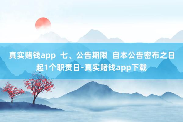 真实赌钱app  七、公告期限  自本公告密布之日起1个职责日-真实赌钱app下载