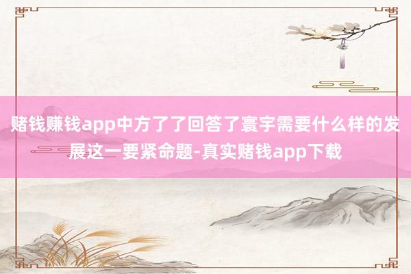 赌钱赚钱app中方了了回答了寰宇需要什么样的发展这一要紧命题-真实赌钱app下载